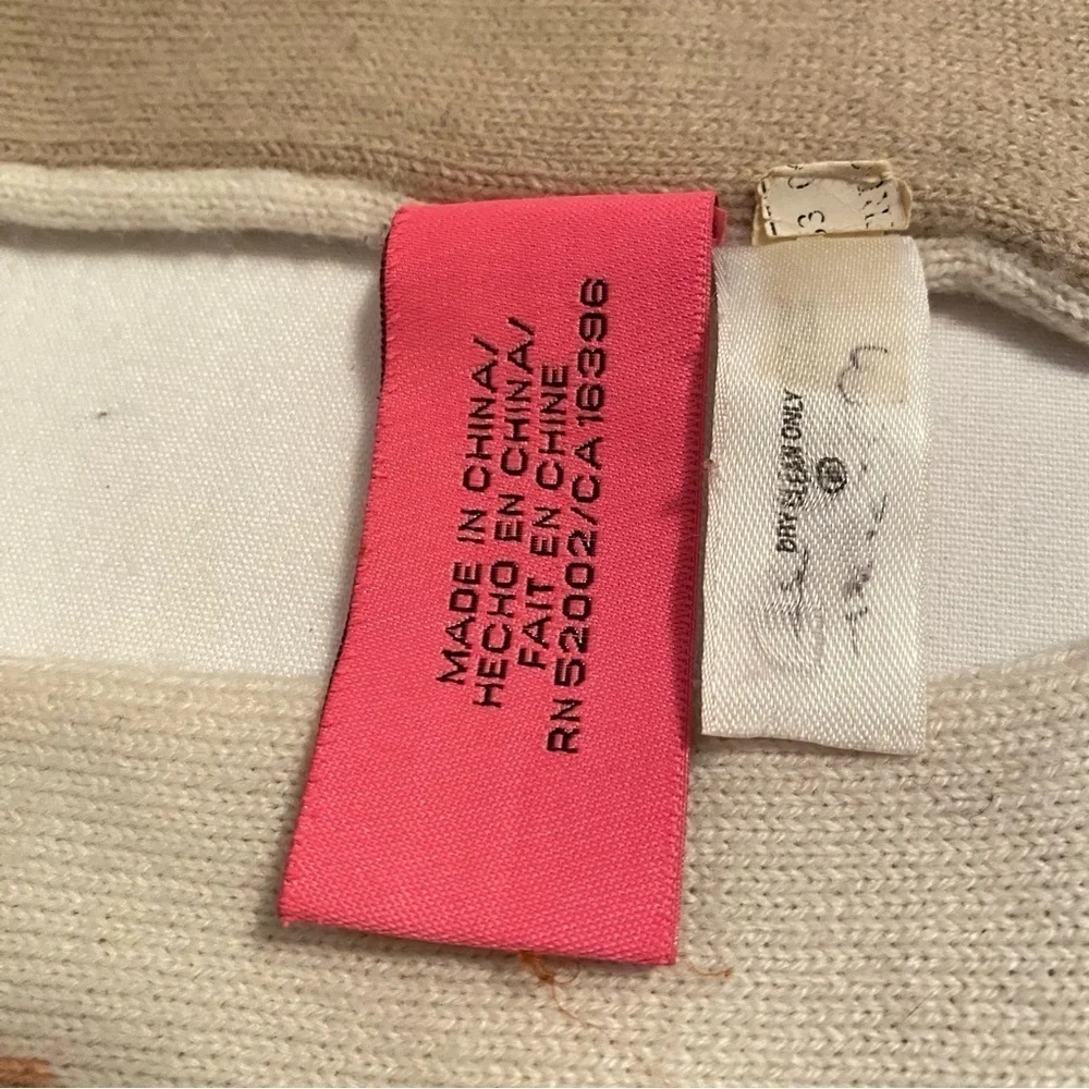 Juicy Couture Oversized Reversible School of Couture Scarf Peach/ Ivory/ Beige - Picture 14 of 15